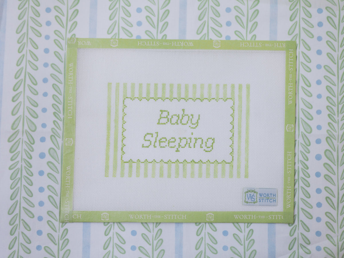 Baby Sleeping - Scallop & Green Stripe